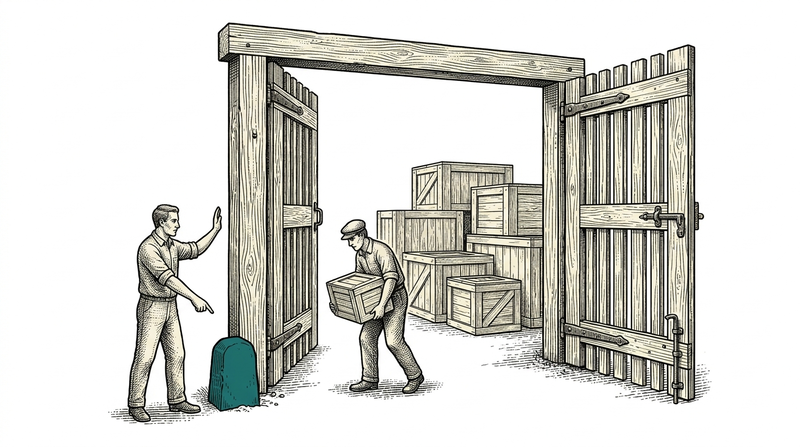 An open gate does not mean helping yourself is allowed β the boundary is set by the marker, not the lock.
