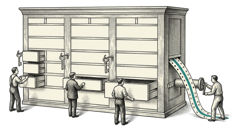 Who may see what is answered by the key; who opened what and when is answered by the strip.