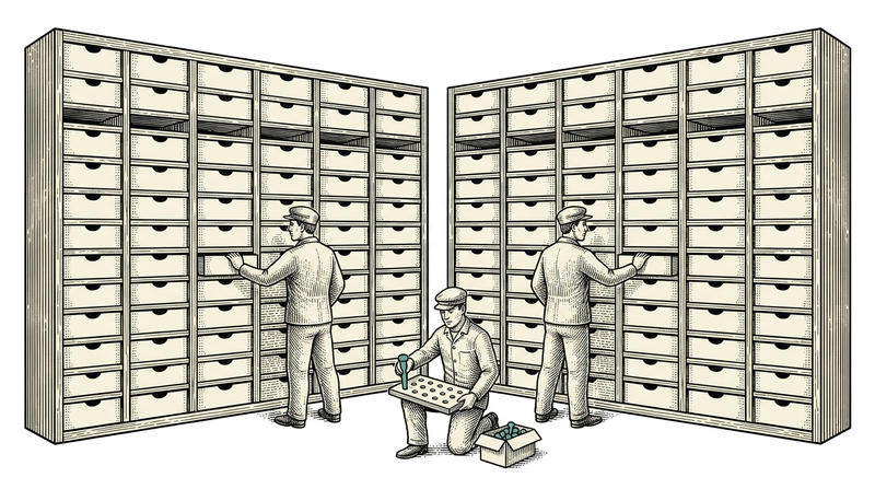 A migration is verified by counting, not by looking at a screen: the two sides are compared drawer for drawer.