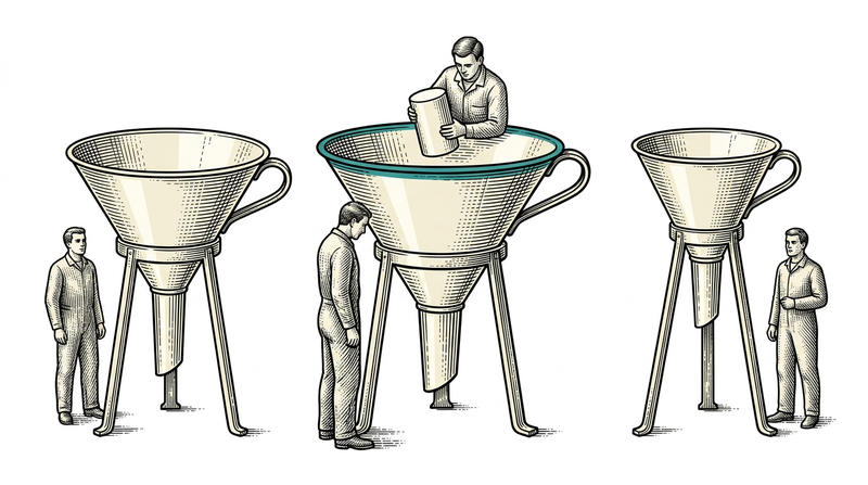 Choosing the channel is doing the arithmetic up front: each funnel has its own mouth and your message fits only one.