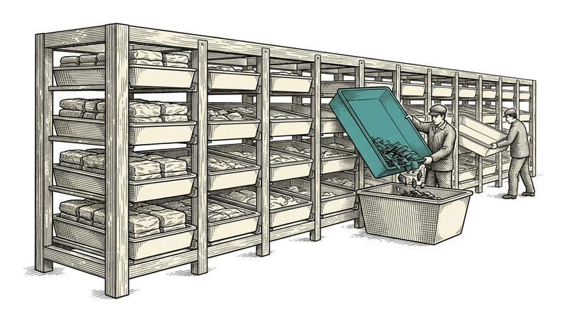 A list has a lifespan: if the oldest tray is never emptied the list does not grow β it rots.