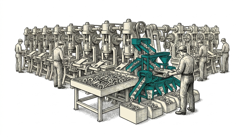 AI does not speed up uniform work — it earns its place where the work is mixed and needs sorting.