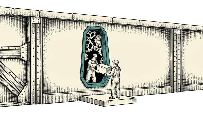 Opening your system is not knocking the wall down but cutting one opening of a known shape.