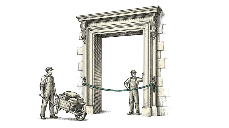 Being technically able to walk through is not the right to: whoever strung the rope also set the terms.