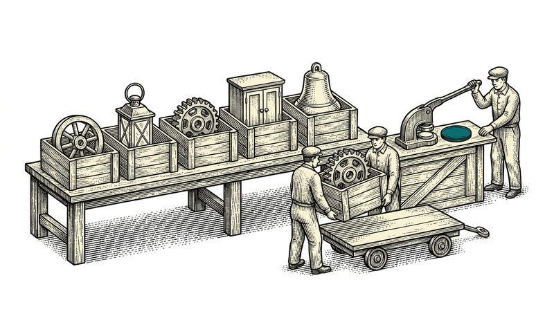 The works differ, the seal is one: every product carries the same bench's mark.