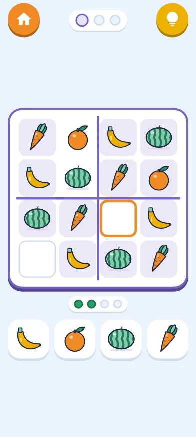 Resimli sudoku (4x4) oyunundan bir ekran